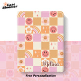 Custom Name Smiley Checkerboard iPad case, Free Personalization